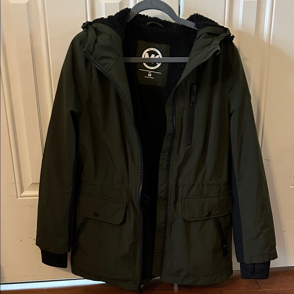 Michael Kors Olive Hooded Jacket with Black Lining